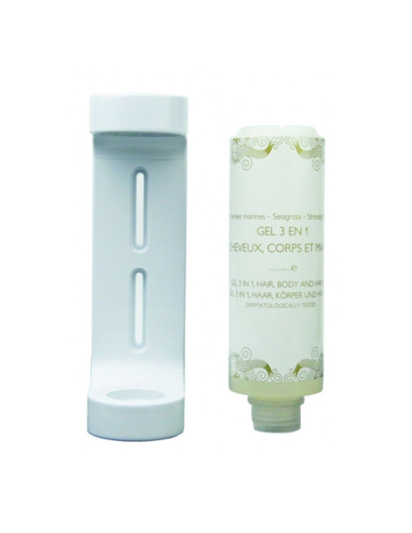 Porte flacon mural en ABS Blanc pour flacons Easy Press de 300ml Avec antivol à clé