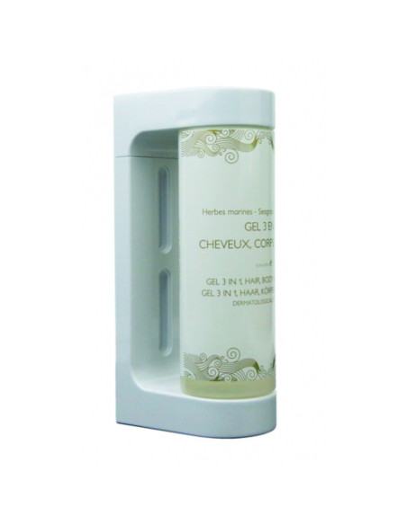 Porte flacon mural en ABS Blanc pour flacons Easy Press de 300ml Avec antivol à clé