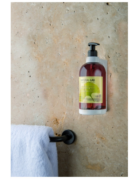Porte flacon mural antivol en ABS Blanc pour flacons pompe de 500 ml