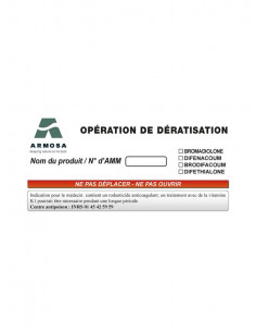 Rouleau 100 étiquettes réglementaires pour postes d'appâtage