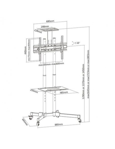 Support à roulettes inclinable pour TV 37" à 70"