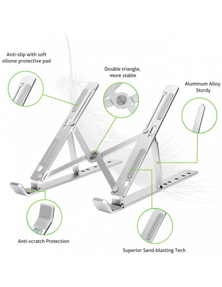 Support pliable en aluminium pour PC et Tablette de 10" à 16"